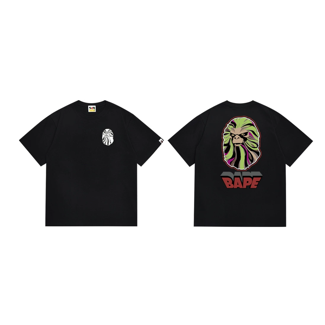 Короткая футболка повседневная с коротким рукавом (BAPE) двойной пряжи унисекс, разноцветная и размеры S–XXL