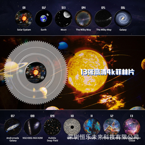 Globe Galaxy Projector Light with 13 Pieces of High-Definition Filmm Film Bedroom Starry Sky Light Full of Stars Gift Atmosphere Lamp