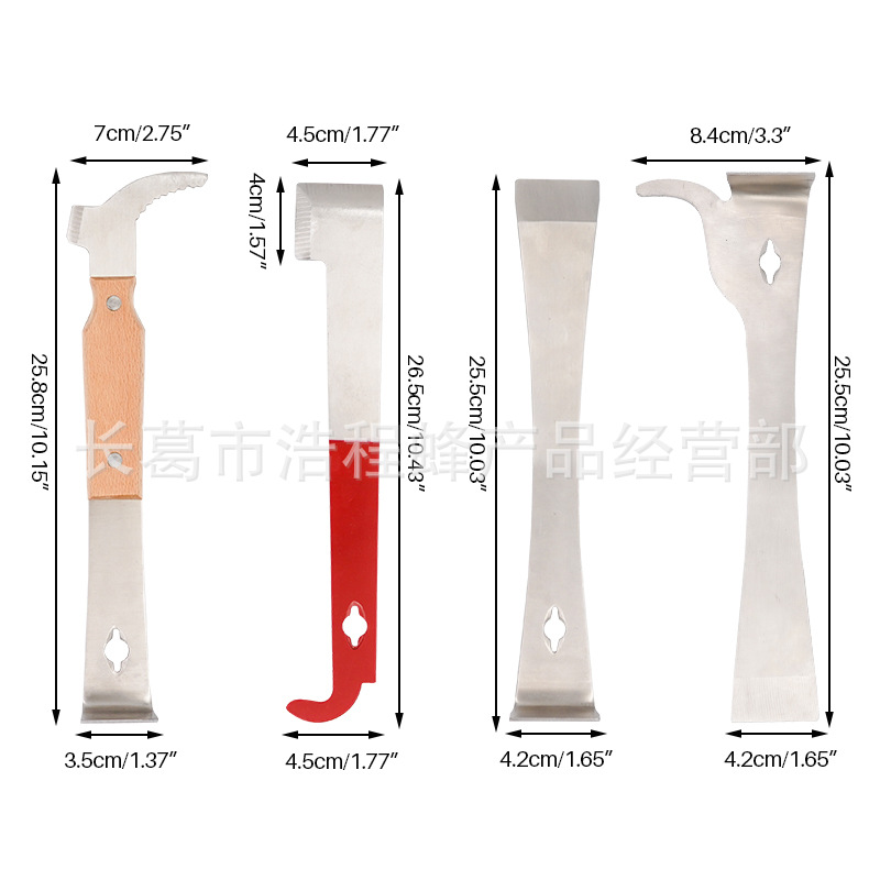 Apicultura de acero inoxidable raspador multifuncional equipo de apicultura miel colección herramienta de limpieza apicultura semi-rojo cuchillo de boca plana cuchillo de limpieza facial