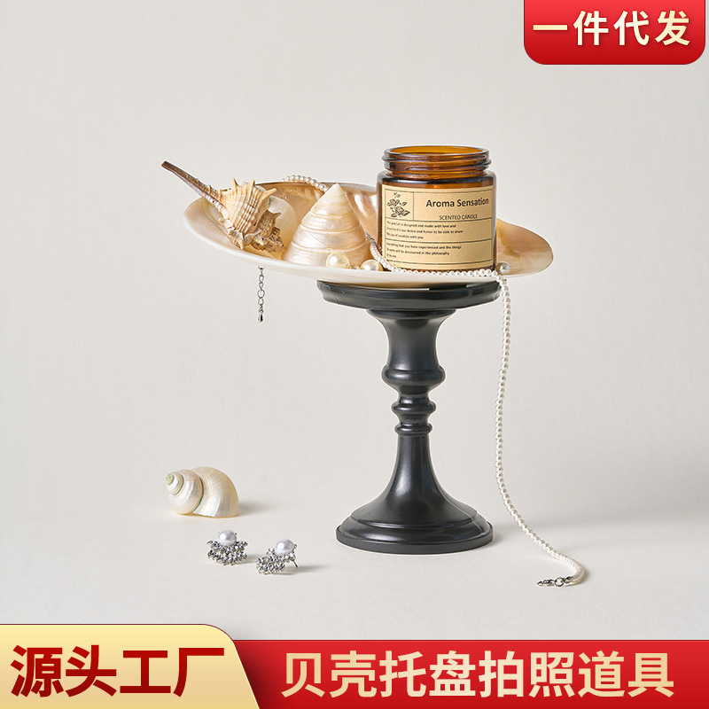 High-End Shell Tray Photo Props Jewelry Photography Background Decorative Ornaments Manicure Ring Posing Conch