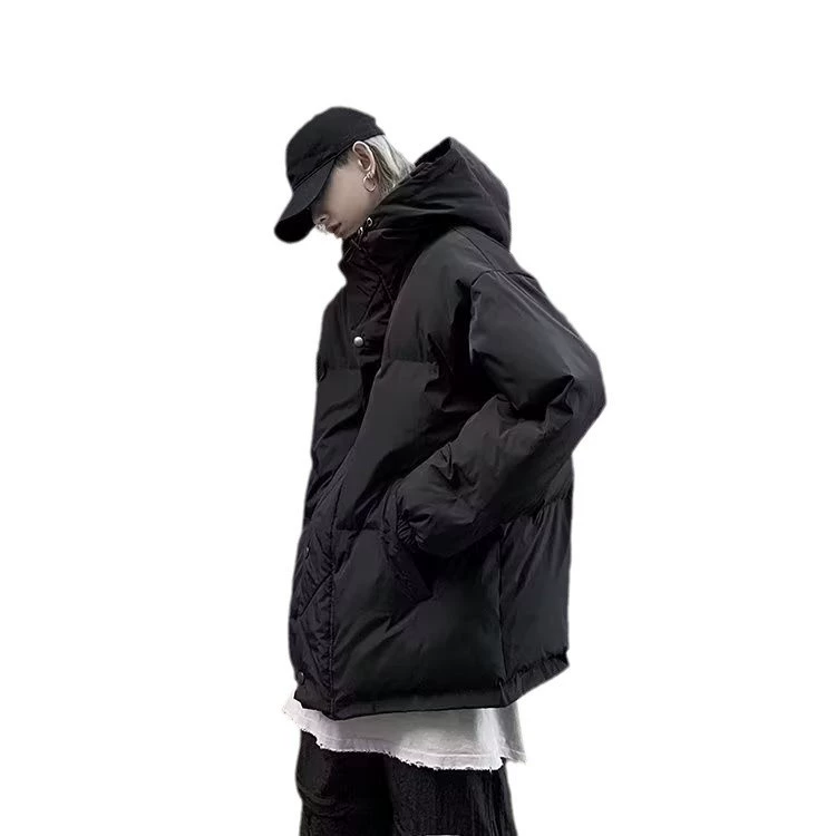 Winter travel trend down jacket with hood, oversize