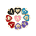 新款桃心英文字母diy配饰双面滴油26个字母耳环吊坠项链饰品配件