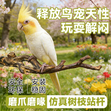 鹦鹉仿真树枝站杆树脂站架休闲解闷磨爪鸟用磨喙鸟笼装饰代发跨境