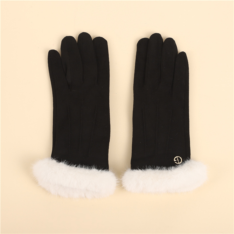 Guantes cálidos de invierno para mujeres, guantes de lana creativos para conducir vehículos eléctricos a prueba de viento con pantalla táctil de seda