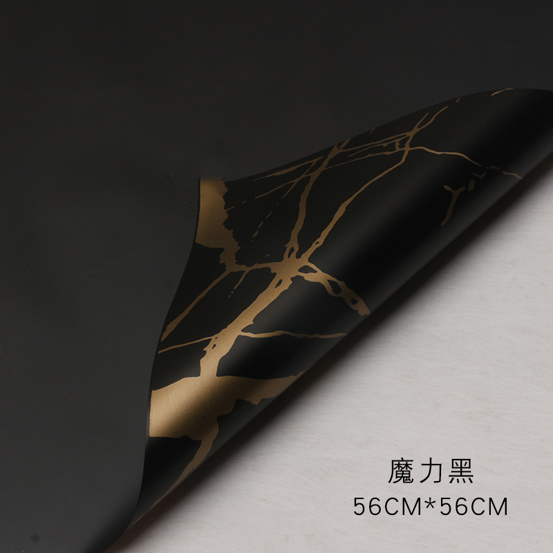 Patrón de mármol dorado Papel de embalaje de flores impermeable engrosado Papel mate Papel de embalaje de ramo Papel de embalaje Hansu al por mayor