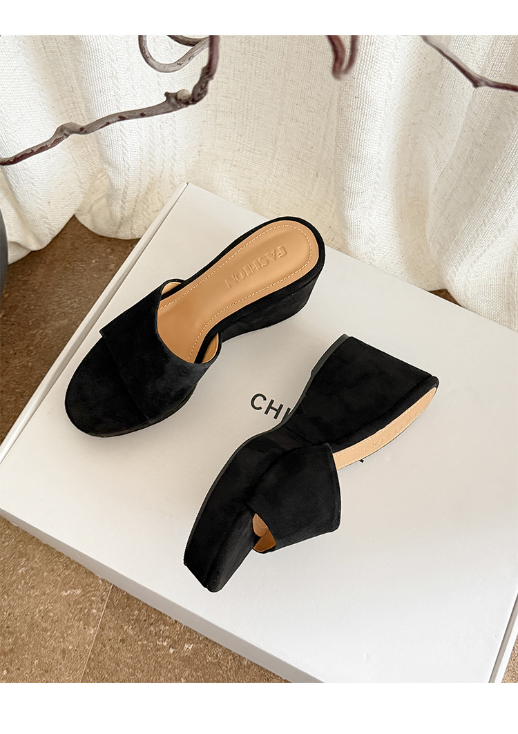 Sandal cao gót nữ hở mũi quai ngang đế xuồng platform — màu nâu, màu đen, màu mơ chi tiết 11