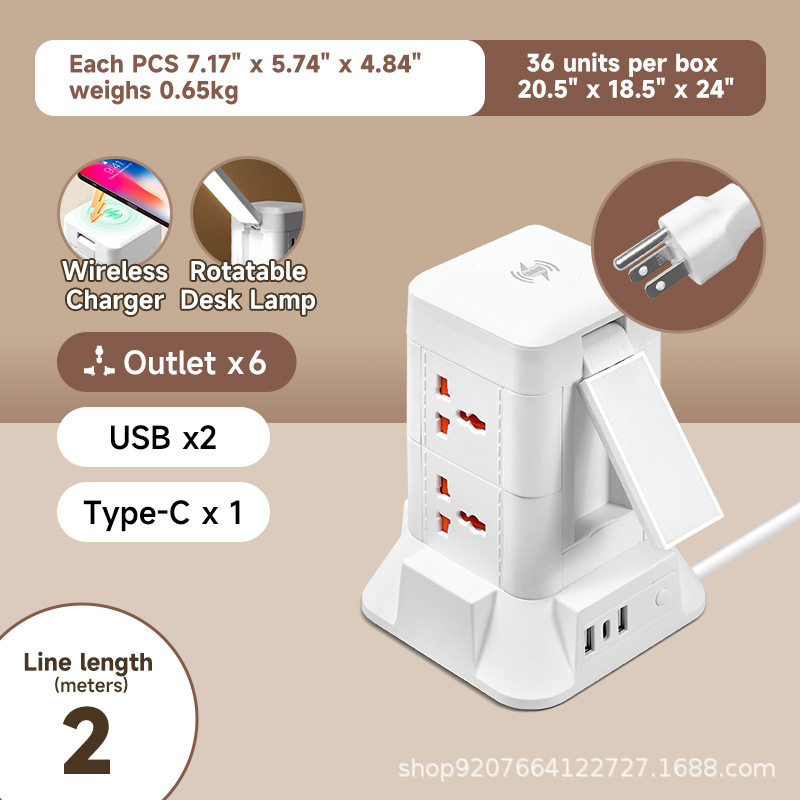 EE. UU. 3 pies-2 metros-2 capas/USB/cargador inalámbrico/luz nocturna
