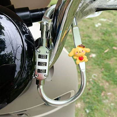 Cartoon Electric Vehicle Helmet: Helmet lock - large-silver-resin-sitting-dog