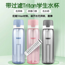 Tritan便携净水杯碱性吸管过滤水瓶预防尿酸高适用上班族老人学生