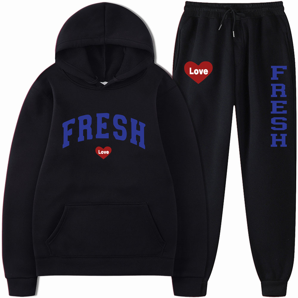 2023 Cross-border Printed Loose Spring & Fall Hooded Sweatshirt Leggings Suit