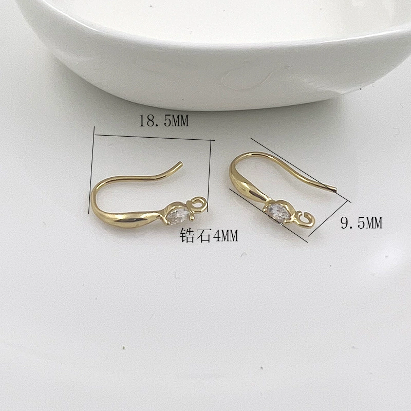 Серьги с цирконием, аксессуар, медь, простой дизайн, 18 карат