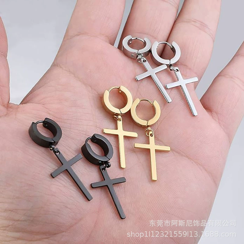 Earrings stainless steel, set, pendant, hinge
