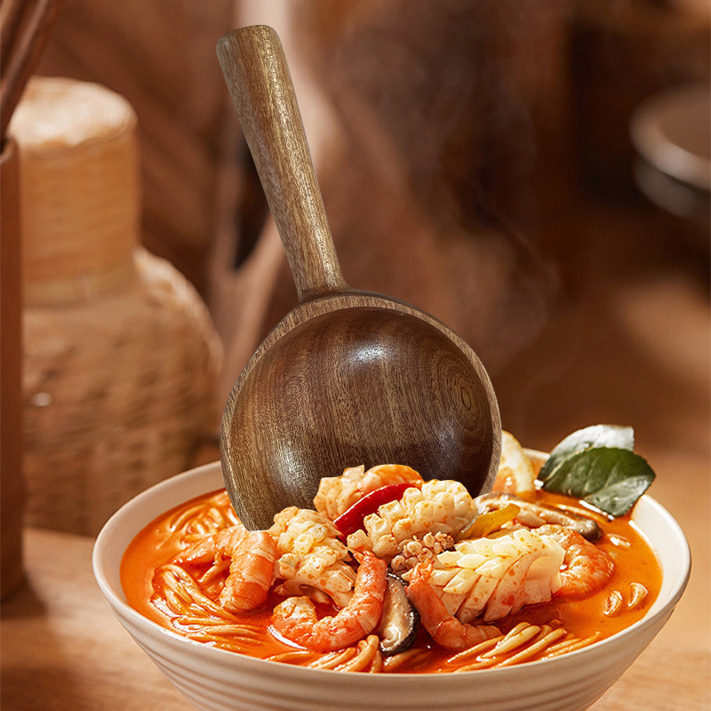 井柏然韓國吃播boki同款勺子餐具特大木勺網(wǎng)紅手拿接菜勺吃面湯勺