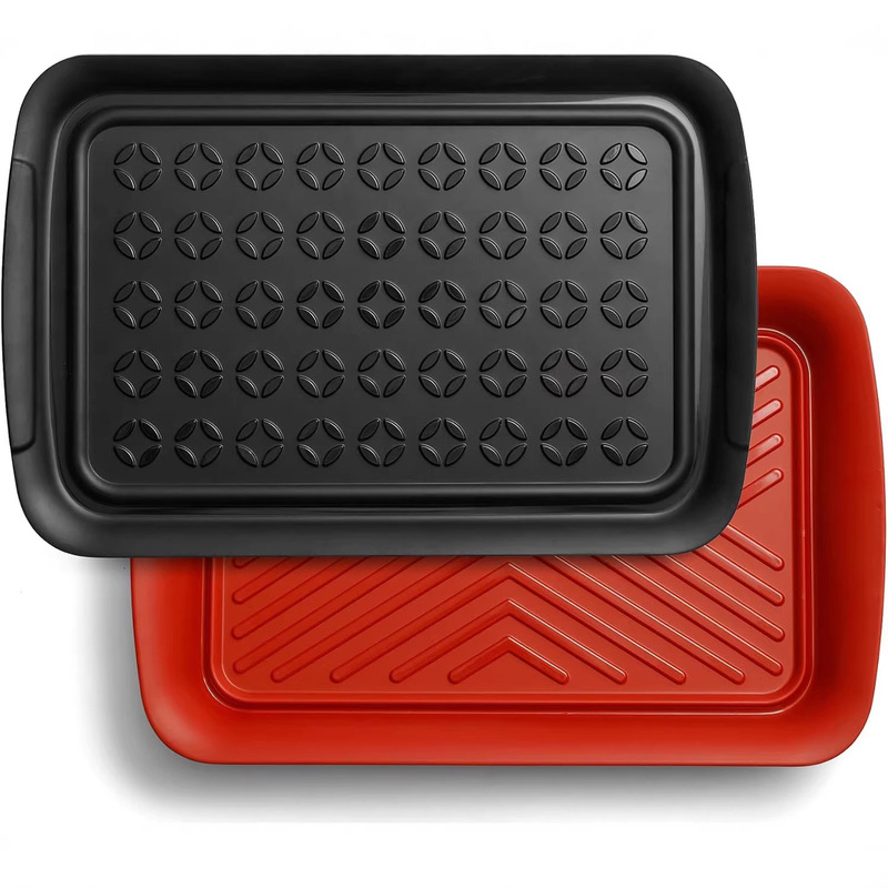 Cross-border barbecue striped tray non-slip melamine plastic plate rectangular outdoor large capacity fruit plate a generation of hair