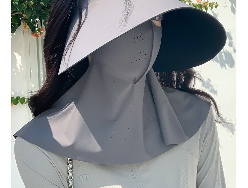 Sombrero de sol de ala ancha para mujer con protección uv y máscara_voghion.com
