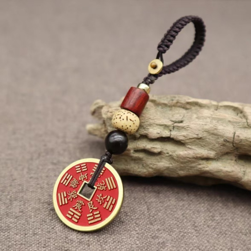 山の鬼花祥雲ロープアクセサリー銅貨編組ロープユニセックス車のキーホルダーペンダント金属工芸品|undefined