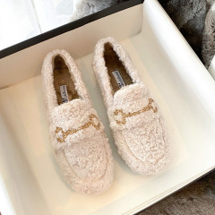 毛毛鞋女秋冬外穿網紅保暖棉鞋2022新款加絨大碼豆豆鞋41-43