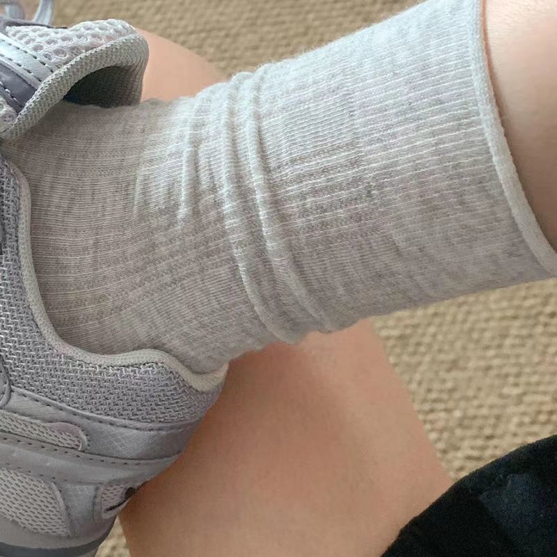 Casual Pure Color Good-Looking Women's Socks Curled White Socks Women's Mid-Calf Summer Thin Sweet Pile Miu Style Stockings Casual Pure Color Good-Looking Women's Socks Curled White Socks Women's Mid-Calf Summer Thin Sweet Pile Miu Style Stockings
