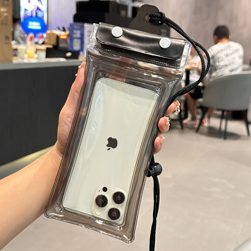 Cross-border Three Sealed Mobile Phone Waterproof Bag with Touch Screen, Swimming Air Bag, Rafting Halter, Waterproof Mobile Phone Case, Transparent