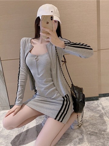 Spring and summer fashionable suit dress for women 2025 new long-sleeved coat top slim sexy sling bag hip skirt two-piece set