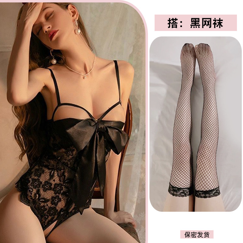 블랙 + 블랙 망사 스타킹