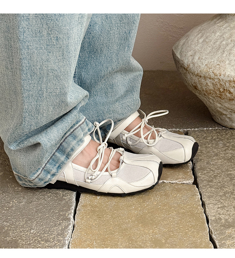 Giày Mary Jane nữ da bò đế bằng phong cách thể thao buộc dây, gót nêm 3 cm — nâu đậm chi tiết 27