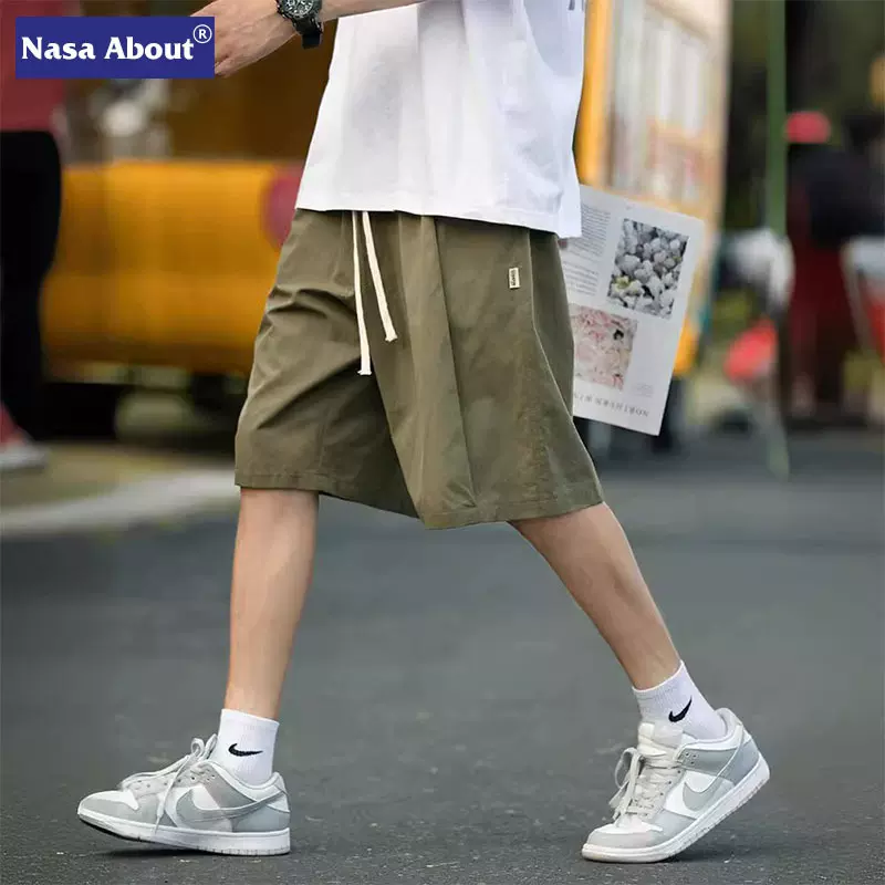 NASA日系工装短裤男士夏季薄潮牌宽松百搭纯色直筒运动休闲五分裤