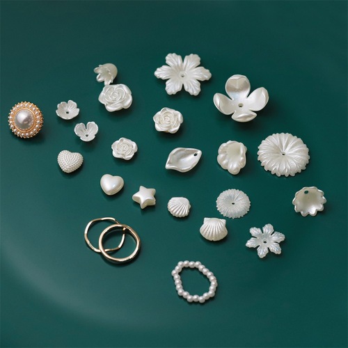 ABS imitation pearl tori plastic perforated rose shape bow flower petals diy handmade clothing accessories