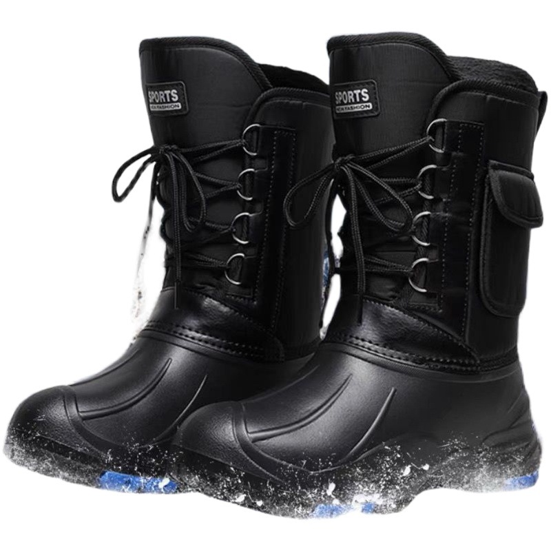 Outdoor winter fishing shoes warm waterproof winter fishing cotton shoes fleece-lined snow boots non-slip rock fishing shoes cold-proof fishing boots