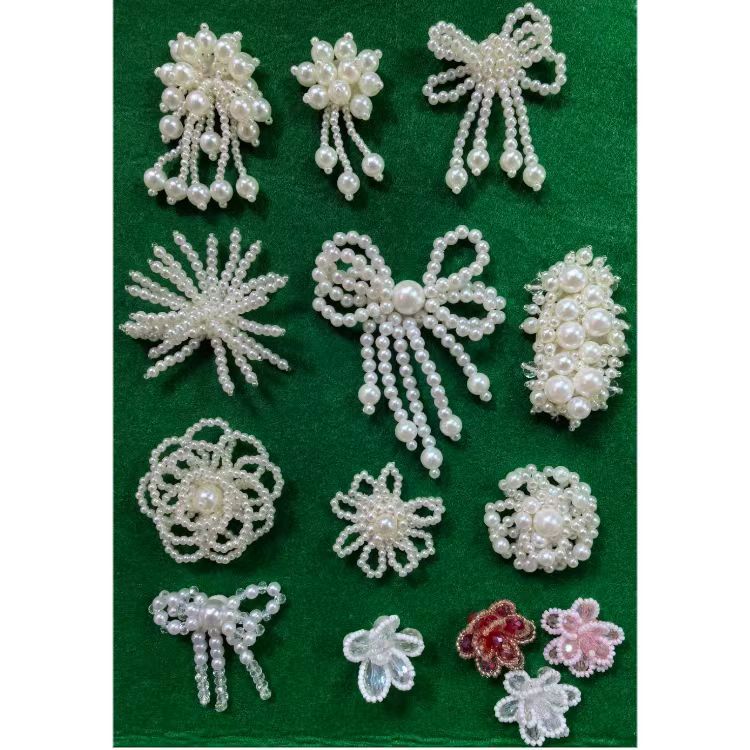 Beaded Hanging Stereo Pearl Patch Cloth Patch for Clothes and Shoes DIY Decorative Flower Brooch Embroidered Shoe Accessories