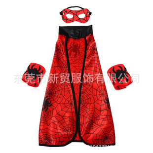 Kids Spider Cloak with Superhero Cloak Dress Up Suit Kids Cartoon Eye Mask Wrist Holiday Party