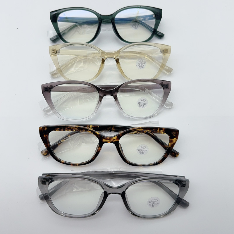 Korean-Style Cold Tea Cat-Eye High-End Tr Nose-Pressing Anti-Allergy Glasses for Myopic Women Can Be Equipped with Trendy Eye Frames