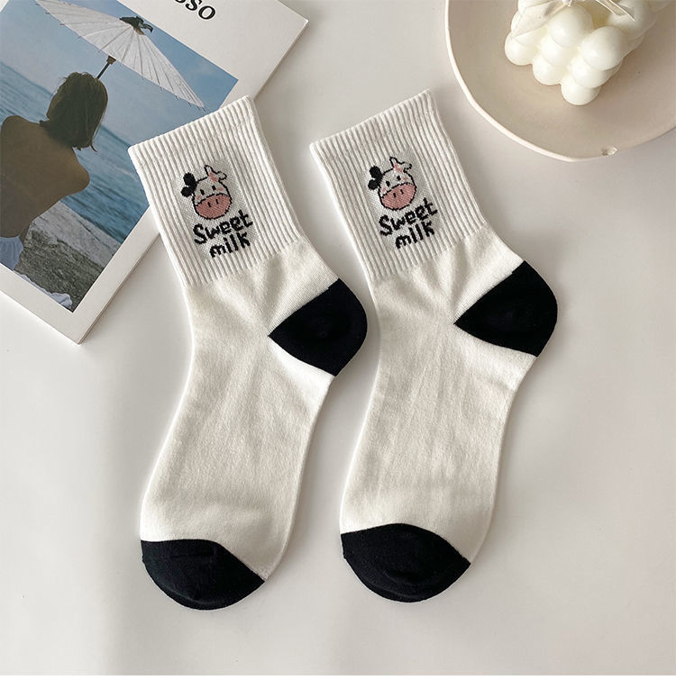 polyester cotton striped letter medium tube socks 10-pairs nihaostyles clothing wholesale NSLSD80690