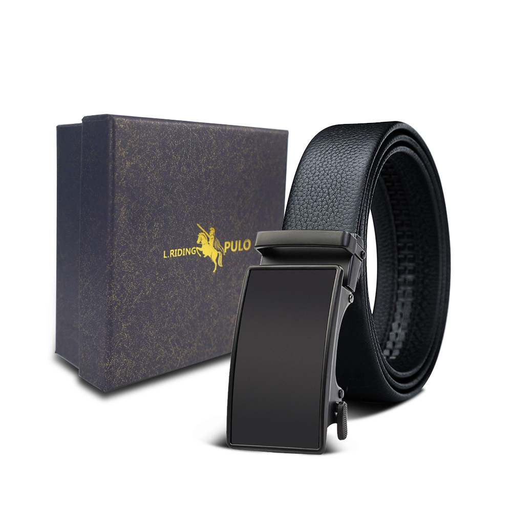 皮带男士高级感荔枝纹真皮腰带商务礼品定制印logo裤腰带头层牛皮