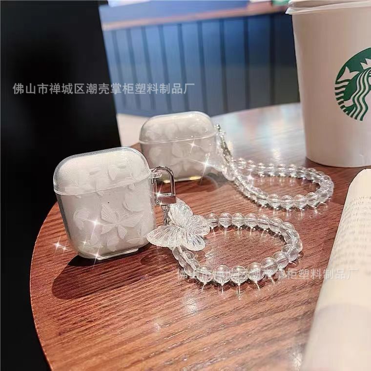 Ins Art White Butterfly Apple AiepodsPro Bluetooth auriculares cubierta 1 / 2 / 3 generación caja blanda