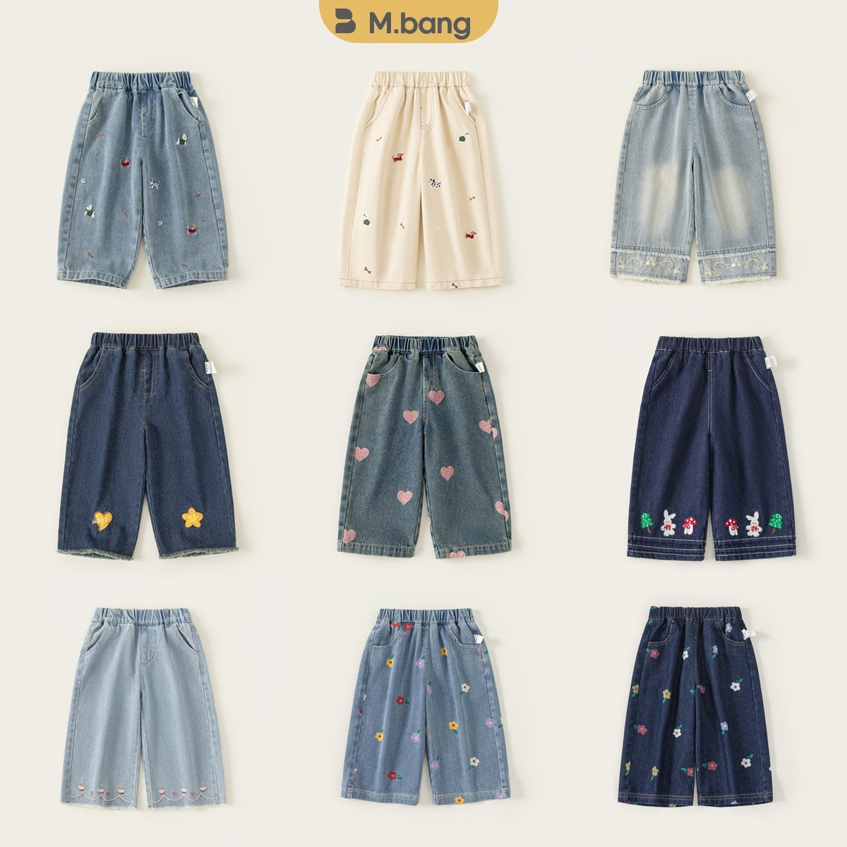 【Girls' Jeans Collection】Youbao Children's Clothing Korean Style Baby Girl Casual Pants Children's Jeans Girls' Wide Leg Pants