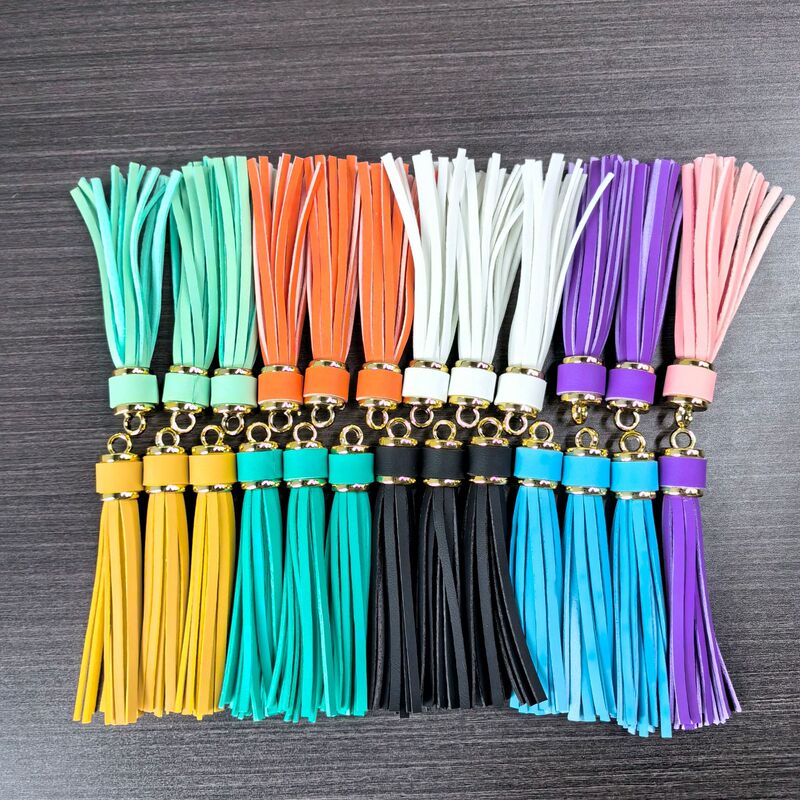 Cross-border PU Leather Large Tassel Bag Hanging Accessories Silicone Bracelet Keychain Accessories Bracelet Keychain Tassel