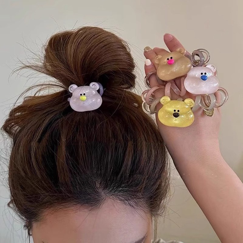 可爱萌熊~简约耐用电话线发圈头绳女2025新款高级感扎头发橡皮筋|undefined