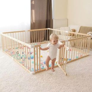 Home Foldable Wooden Children's Fence Living Room Solid Wood Toddler Play Fence Baby Safety Wooden Guardrail