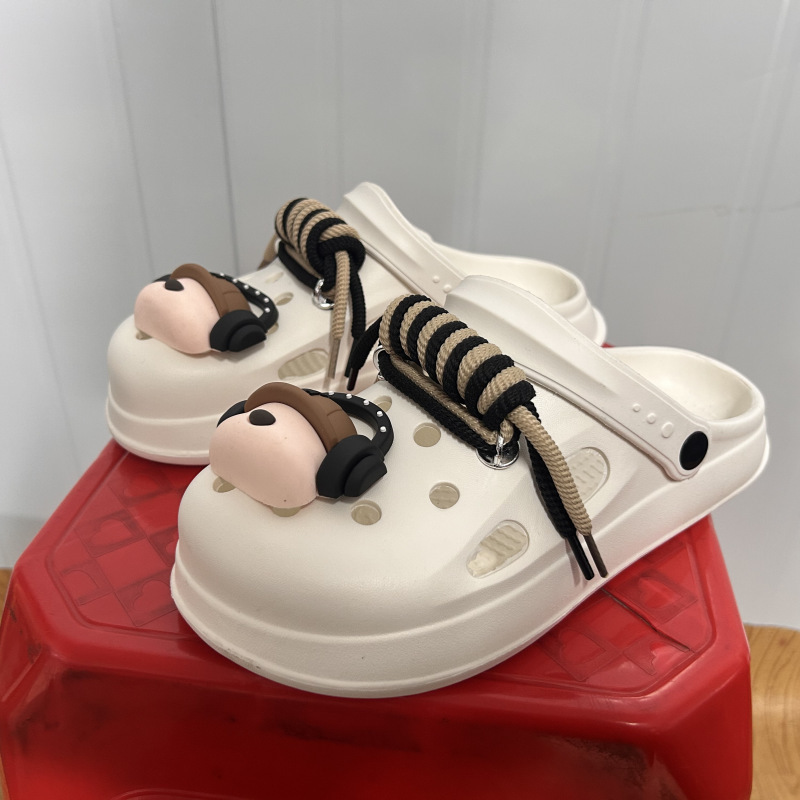 남성용 크록스 슈즈, 두꺼운 밑창 미끄럼 방지 발가락 슬리퍼, 야외 운전 스포츠 비치 샌들, 대형 사이즈