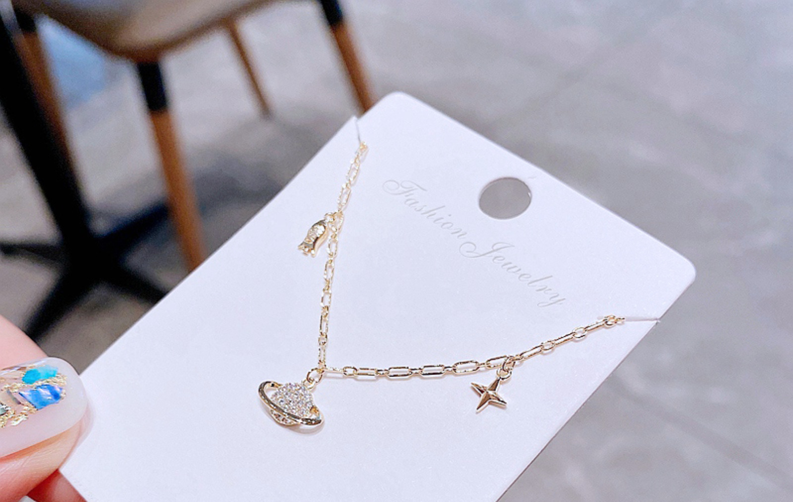 small planet pendant copper inlaid zircon necklace wholesale nihaojewelry