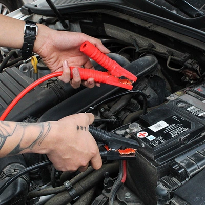Car on the line of fire supplies, emergency car battery