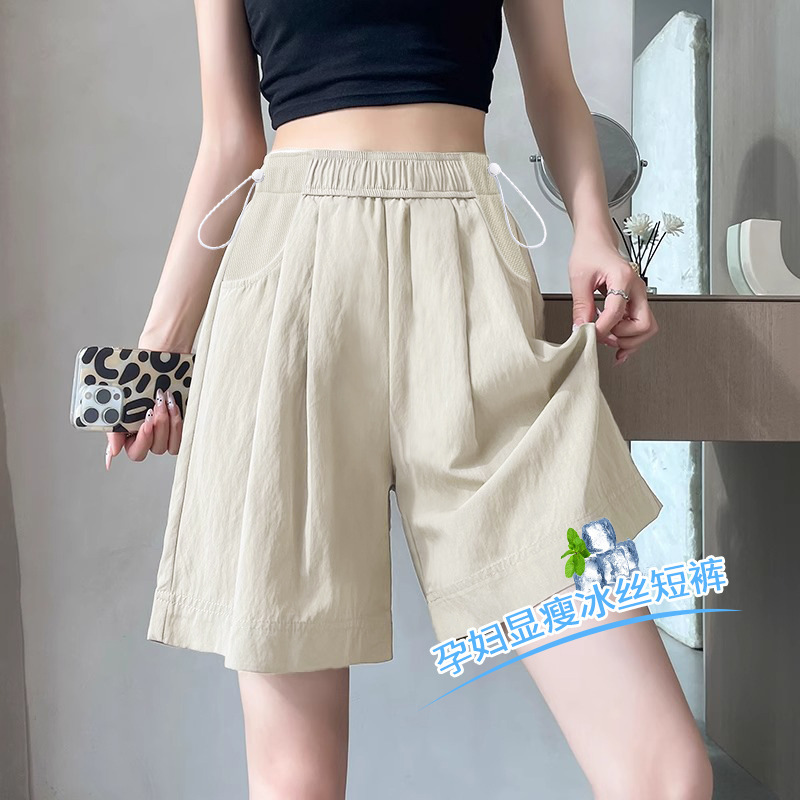 Maternity Shorts Summer Outer Wear Thin Ice Silk Casual Work Pants
