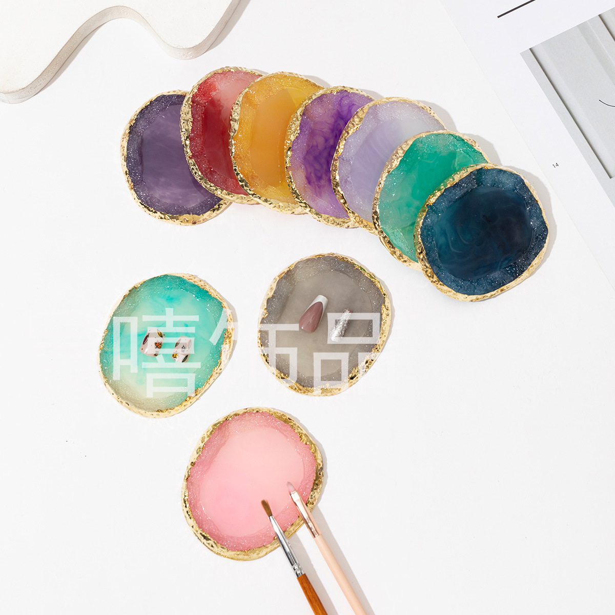 Nail Art Resin Nail Art Color Palette Agate Phnom Penh Palette Crystal Edge Props Color Palette Nail Art Color Palette Tools