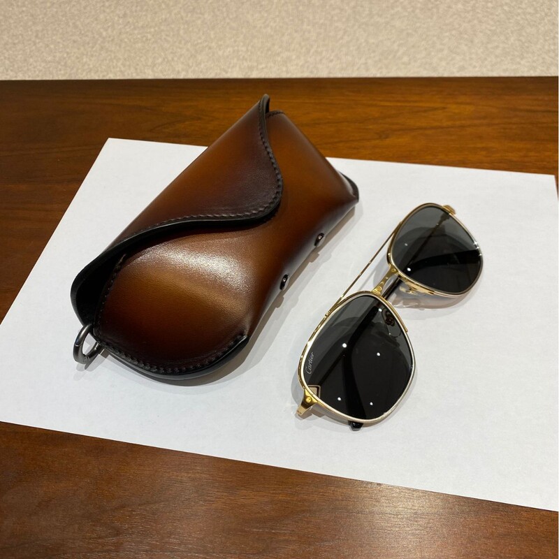 In-Stock Vintage Genuine Leather Hard Eyeglass Case, Handcrafted with Traditional Coloring Technique, Imported Top-Grain Cowhide Leather, Pressure-Resistant Storage Box for Glasses