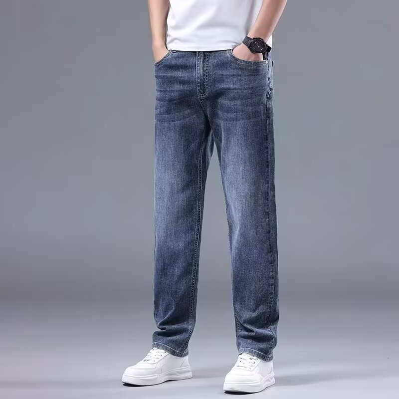 Camisas de primavera y otoño jeans para hombres pantalones elásticos rectos sueltos pantalones casuales de moda para hombres