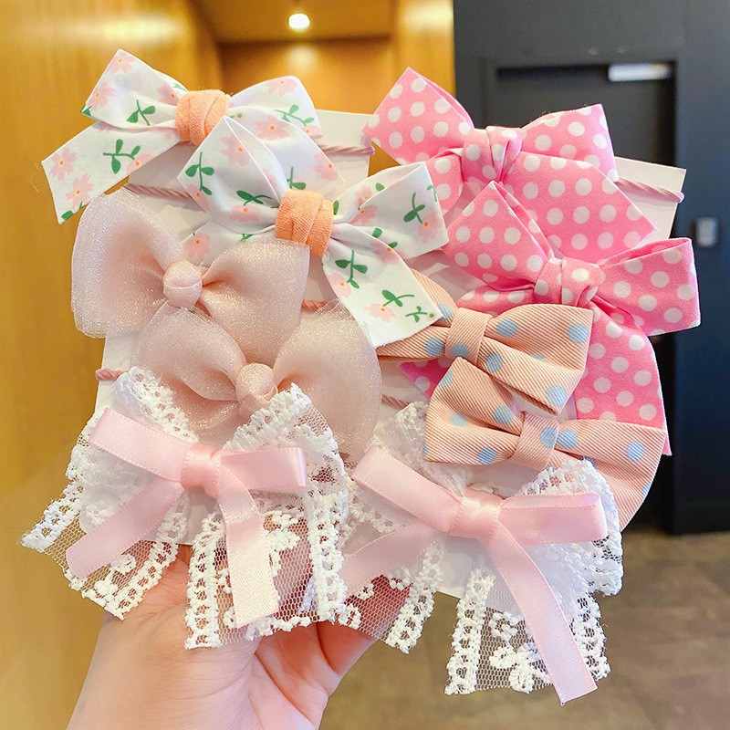 Accesorios coreanos para el cabello con lazo para niñas, ligas elásticas para niñas pequeñas que no dañan el cabello, diademas de dibujos animados para bebés.