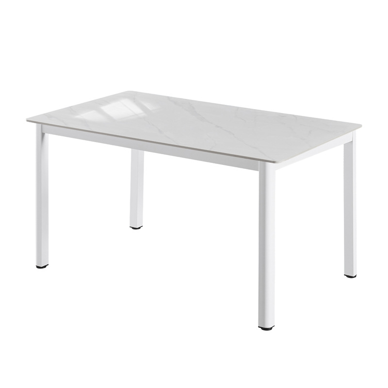 Mesa de comedor moderna minimalista de pizarra, mesa de comedor rectangular para uso doméstico, mesa pequeña con patas en forma de abanico para apartamento minimalista