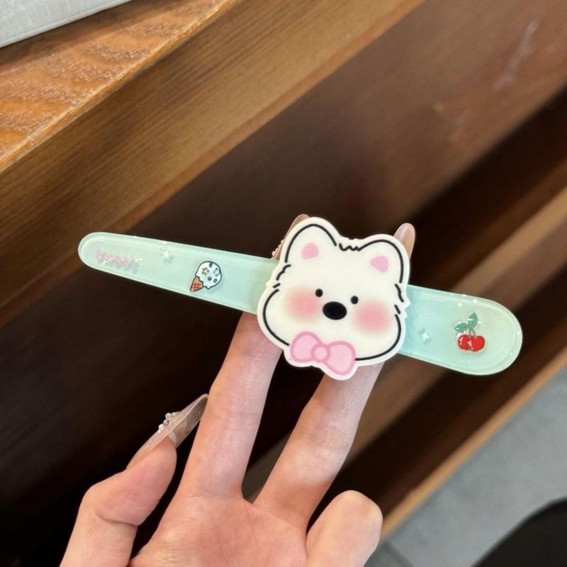 亚克力糖果色小狗长条发夹日系甜美百搭少女侧边刘海发卡发饰批发|undefined