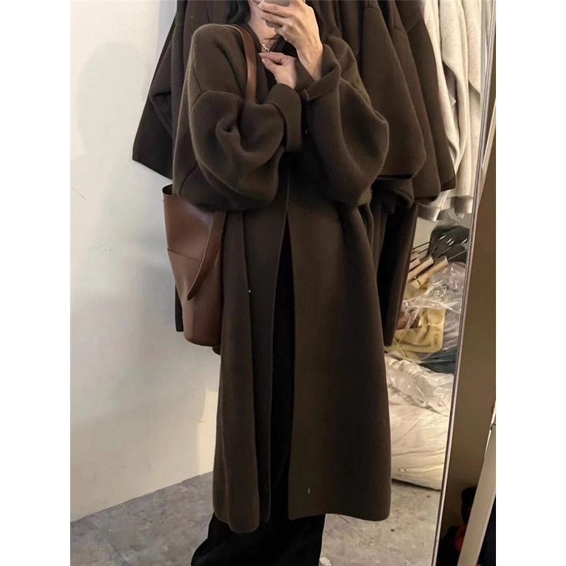 中长款毛衣开衫外套女春秋慵懒风高级感显瘦过膝宽松加厚针织大衣|undefined